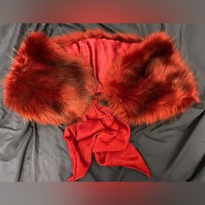 Burgundy Faux Fur Collar